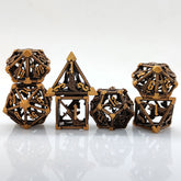 Destiny’s Blade Copper Hollow Dice Set – Antique Gold Metal RPG Dice